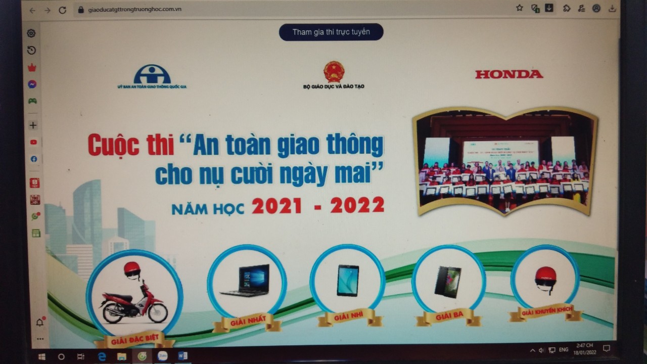 Cuộc thi "An toàn giao thông cho nụ cười ngày mai" trực tuyến